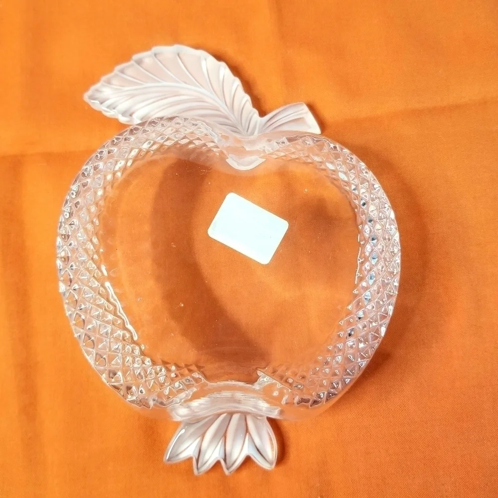 Vintage Mikasa Glass Crystal Textured Frosted Apple  Candy Dish Bowl, Germany